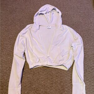 Aerie White Soft Cropped Hoodie